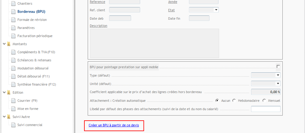 Créer un BPU à partir du devis