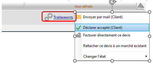 Déclarer le devis accepté par le client