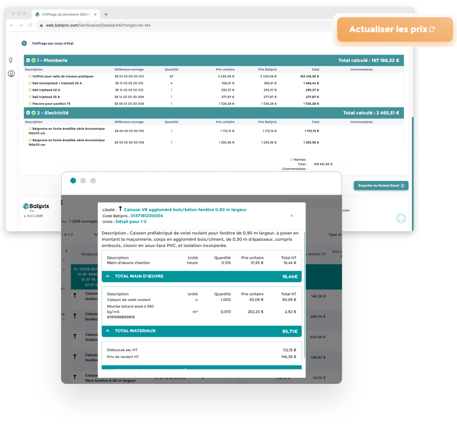 Captures des écrans Batiprix