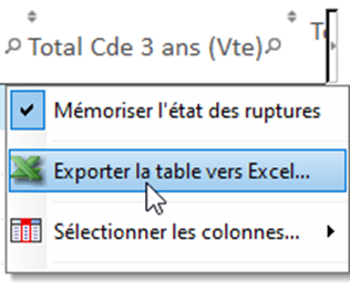 Exporter la table vers Excel