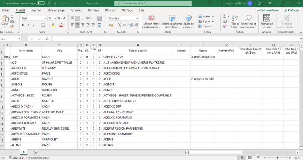 Export Excel de la table 