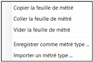 Capture du menu Traitement dans la Fiche métré