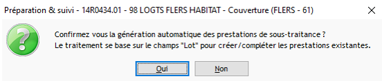 Capture du message de conformation pour Générer automatiquement des prestations de sous-traitance