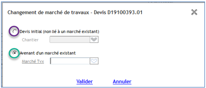 Création en tant qu'avenant à un marché existant