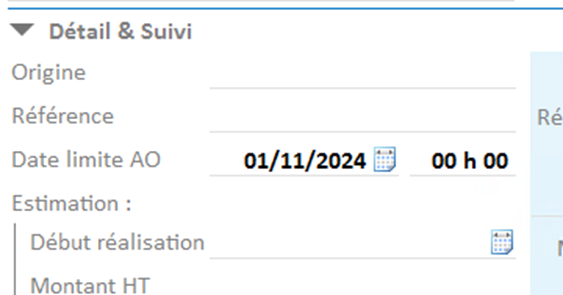 Capture d'écran du paramétrage d'une alerte sur les appels d'offres