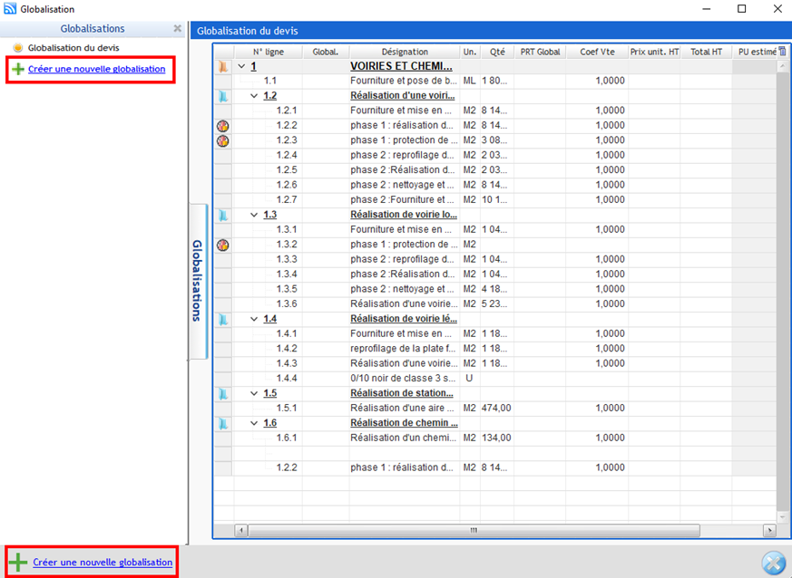 Capture de l'écran Globalisation pour en créer une nouvelle