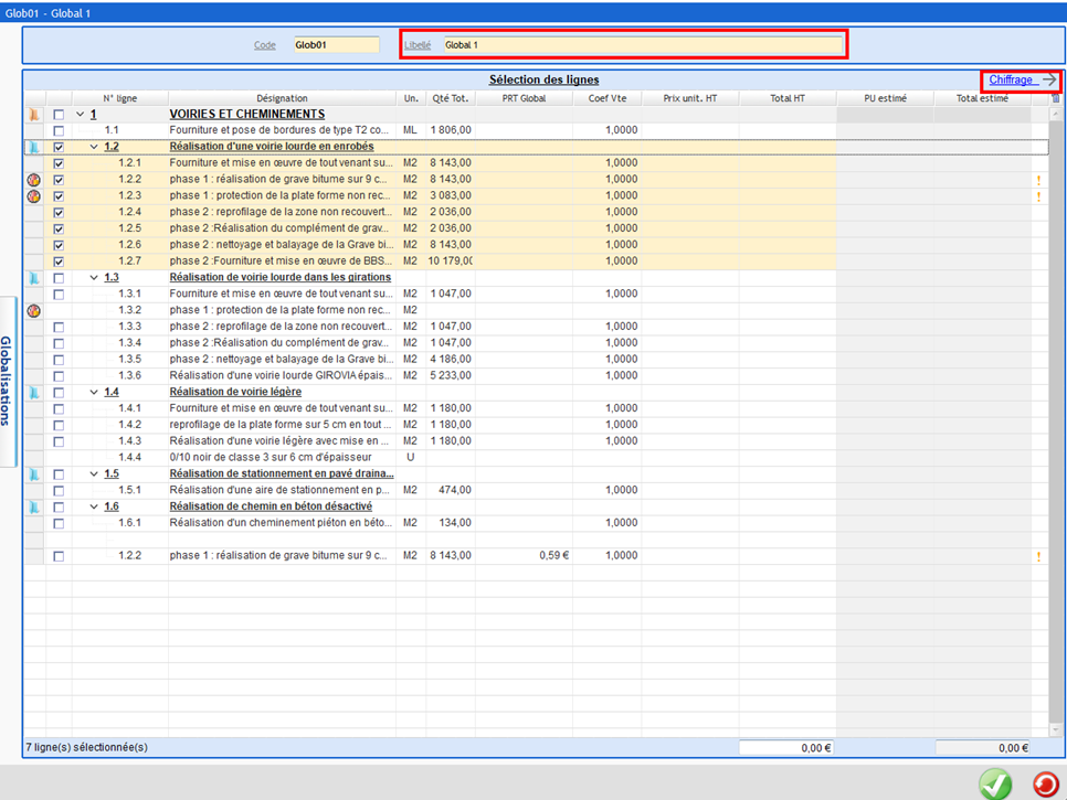 Capture de l'écran de Chiffrage de la globalisation