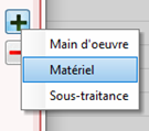 Capture du menu pour ajouter une ressource matérielle