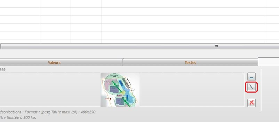 Capture du bouton pour redimensionner une image dans un devis