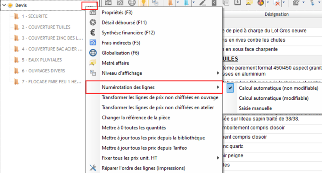 Numérotation des lignes avec calcul automatique non modifiable
