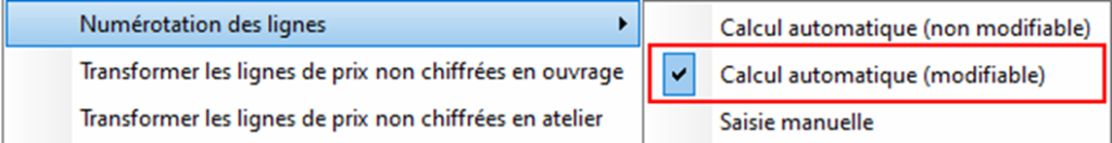 Numérotation des lignes avec calcul automatique modifiable