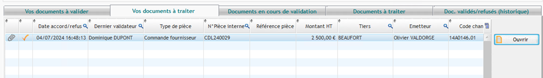 onglet Vos documents à traiter