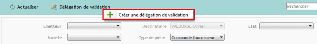 Créer une délégation de validation