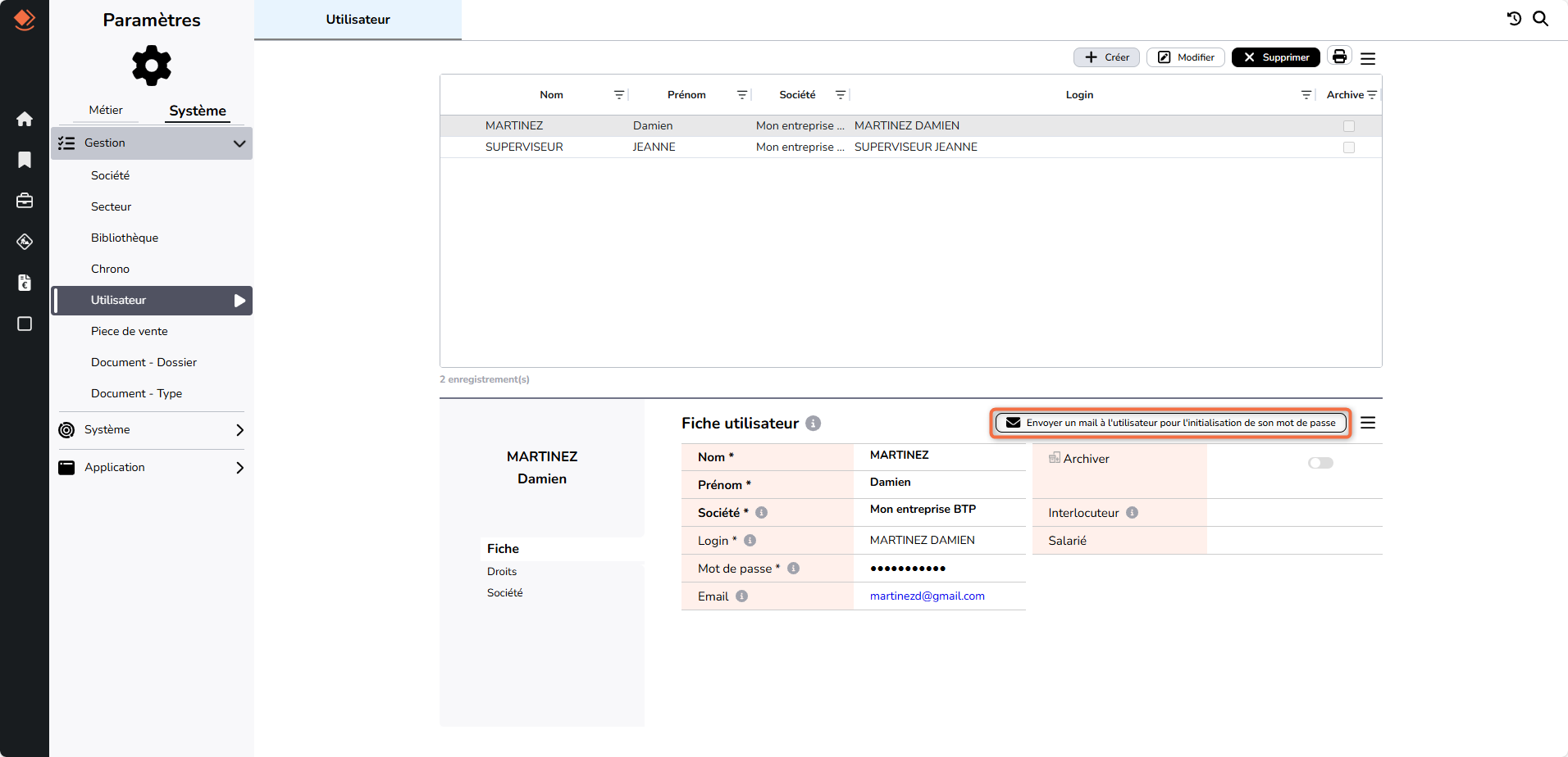 utilisateur gestion mot de passe