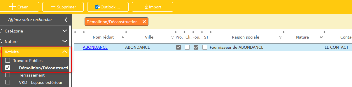 Filtrer l'annuaire par Activité