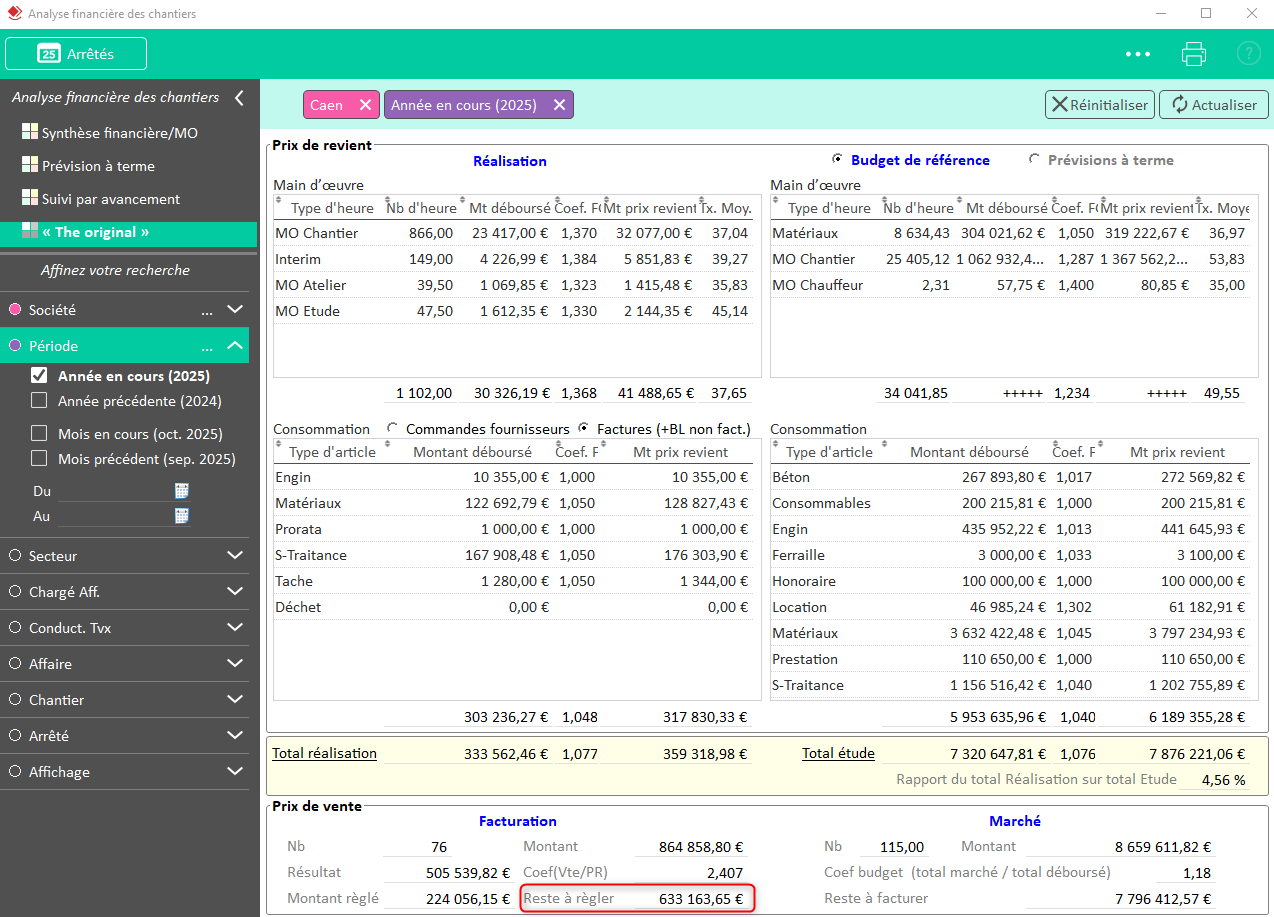 capture analyse financière chantier