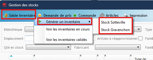 générer l'inventaire