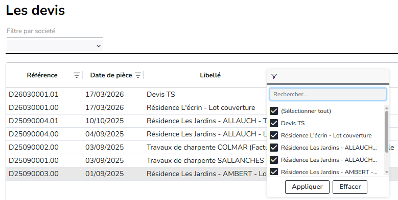 liste devis traitements spéciaux