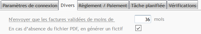Capture de l'écran de définition des règles d'envoi des factures d'Optim'BTP vers Pennylane