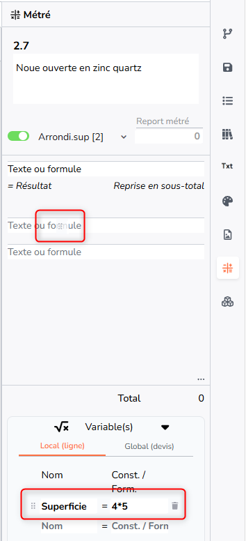 variable de ligne