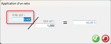 Application d'un ratio