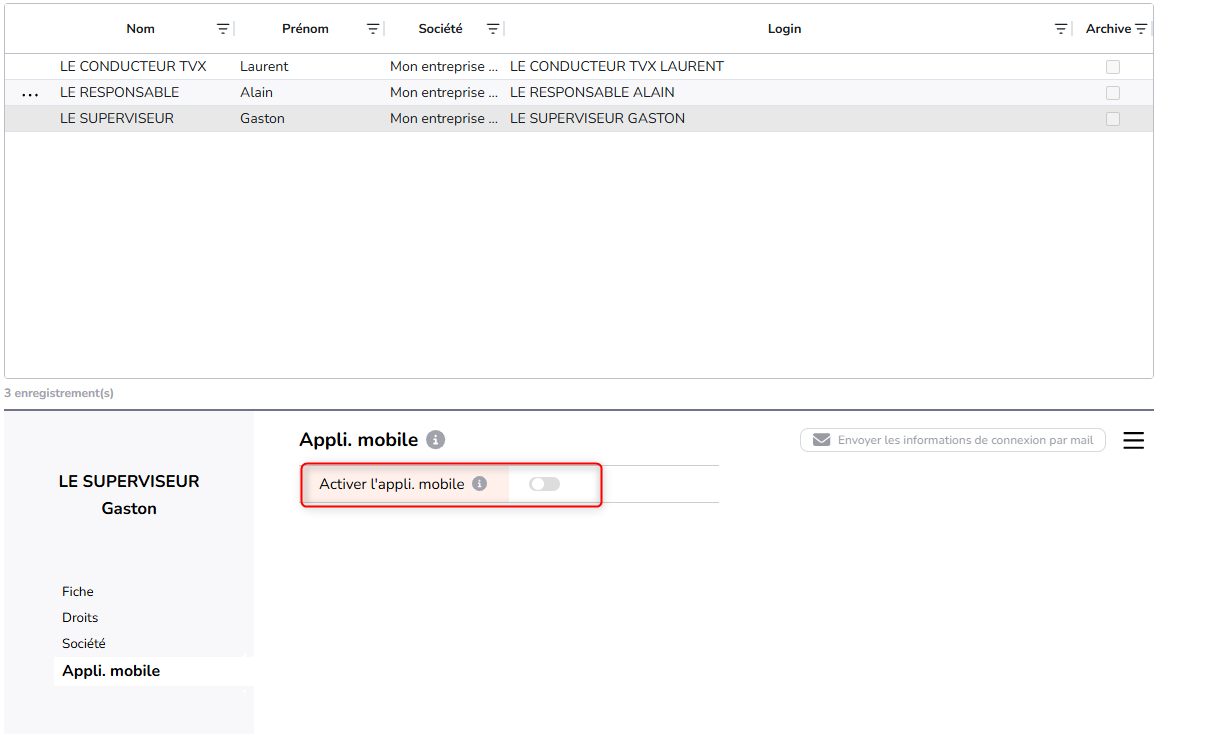paramétrage appli-mobile utilisateur
