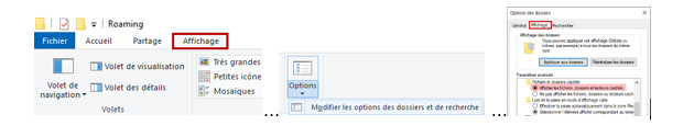 Modifier les options d'affichage dans l'explorateur