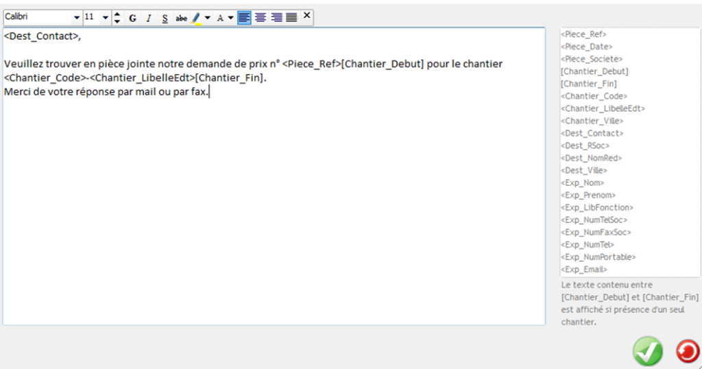 Modification du contenu avec l'éditeur de texte
