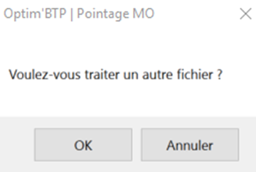 Capture d'écran de la fenêtre de confirmation de traitement d'un autre fichier