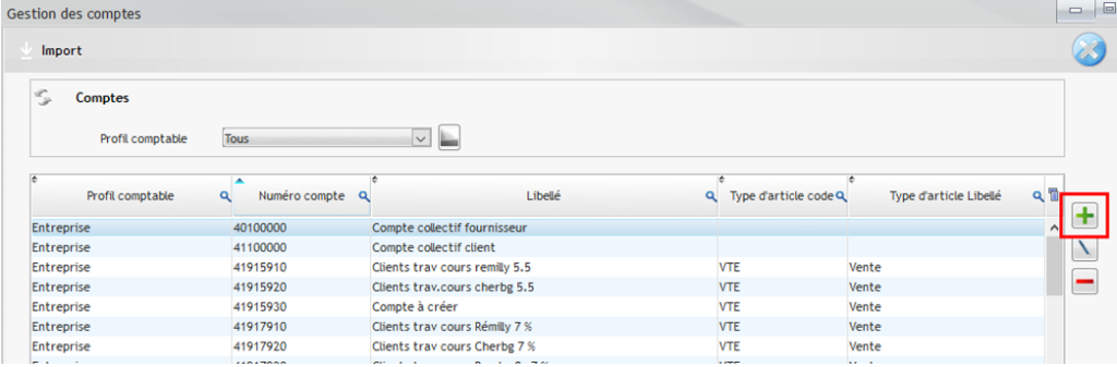 Capture de l'ajout d'un compte depuis la fenêtre Gestion des comptes