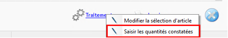 saisir les quantités constatées