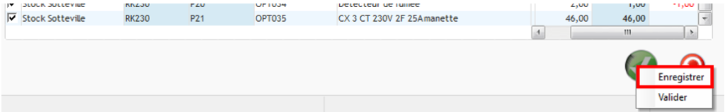 enregistrement de l'inventaire