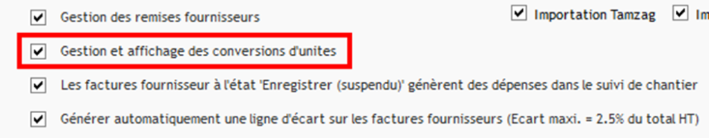 Mise en place du conditionnement dans le logiciel Optim'BTP Entreprise