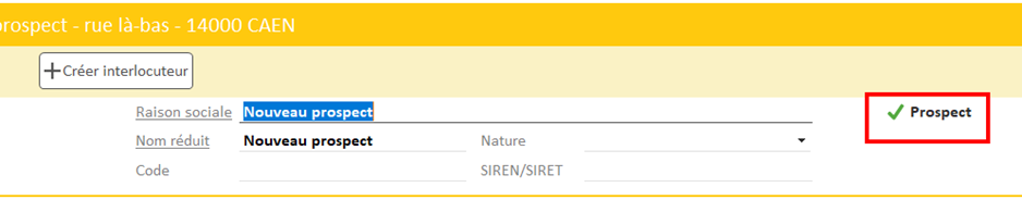 Création d'un prospect