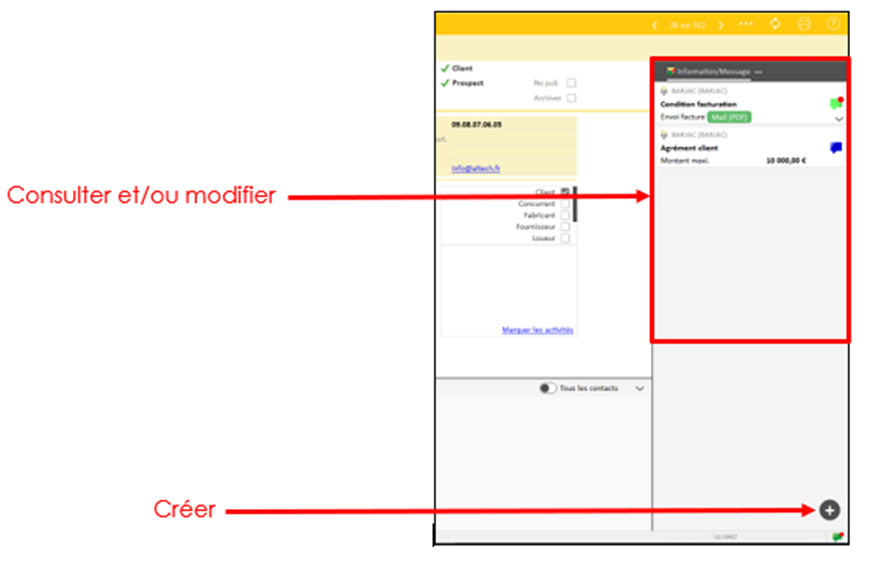 Capture et schéma de la zone élargie disponible sur certains écrans