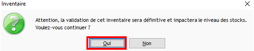 validation de l'inventaire