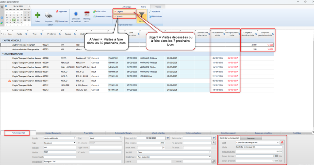 Capture et schéma explicatif des dates urgentes à programmer